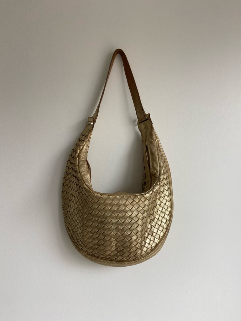 Bottega Veneta Gold Intrecciato Hobo Bag